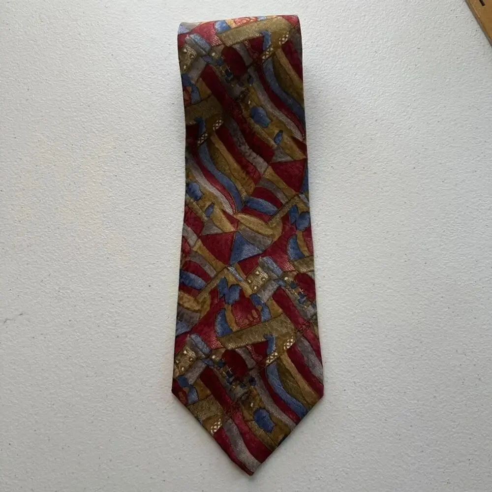 Christian Dior Monsieur Necktie Men's Abstract Mosaic Multicolor All Silk